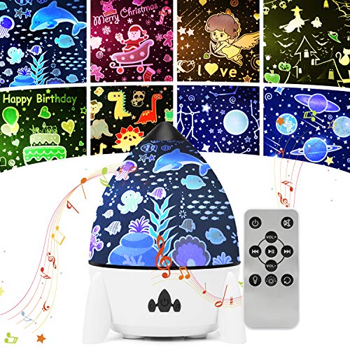 Star Night Light Projector for Kids, LED Galaxy Projector Lamp for Bedroom, 7 Lighting Modes Mood Lights for Baby Boys Girls Teens Adults Children Room, with Remote Control and 8 Sets of Film