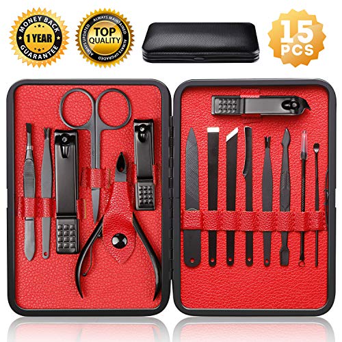 Nail Clippers Sets High Precisio Stainless Steel Nail Cutter Pedicure Kit Nail File Sharp Nail Scissors and Clipper Manicure Pedicure Kit Fingernails & Toenails with Portable stylish case (Black)