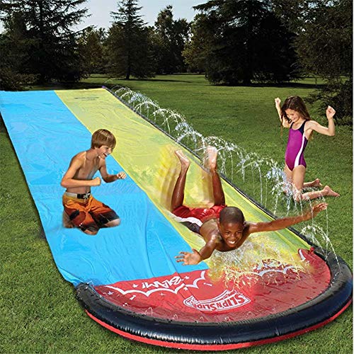 Double Water Slides for Kids Backyard Lawn Water Slides Slip and Slide 188 x 55in Garden Waterslide Watersports for Children Summer Games Outdoor Toys