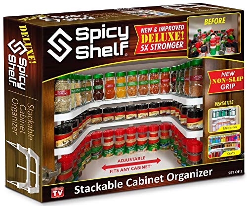Spicy Shelf Deluxe - Expandable Spice Rack and Stackable Cabinet & Pantry Organizer (1 Set of 2 shelves) - As seen on TV