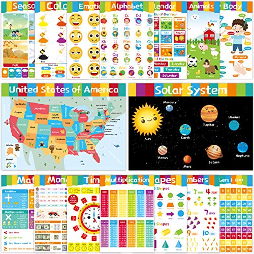 16 Educational Posters Early Learning Poster for Preschool Classroom Decoration Toddlers Kindergarten Daycares and Home School Supply