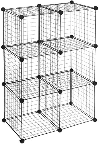 AmazonBasics 6 Cube Grid Wire Storage Shelves, Black