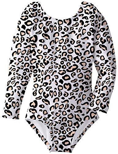 Gymnastics Leotards for Toddler Girls Dance Ballet Unitard Sparkly Biketard Leopard Print Activewear Long Sleeve Bodysuit 100