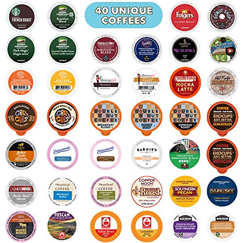 Coffee Pods Variety Pack Sampler, Assorted Single Serve Coffee for Keurig K Cups Coffee Makers, 40 Unique Cups