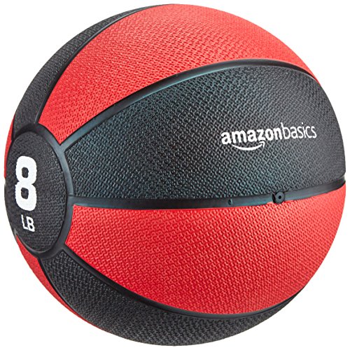 AmazonBasics Workout Fitness Exercise Weighted Medicine Ball - 8 Pounds, Red and Black