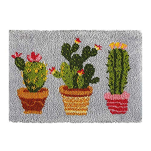 Tapestry Kits Latch Hook Rug Kits Carpet Embroidery Latch Hook Rug Needlework Button Package DIY Rugs Hook Rug Point Rug Cactus