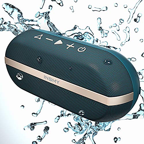 INSMY Portable Bluetooth Speakers, 20W Wireless Speaker Loud Stereo Sound Rich Bass, IPX7 Waterproof Floating, TWS Stereo Pairing, 24 Hours, Bluetooth 5.0, Built-in Mic for Outdoors Camping (Blue)