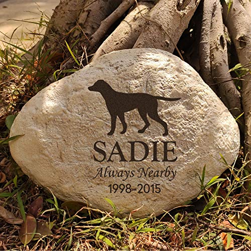 MARYTUMM Custom Dog Memorial Stone by Waterproof Resin, Laser Engraved Dog Grave Marker, Weather Resistant