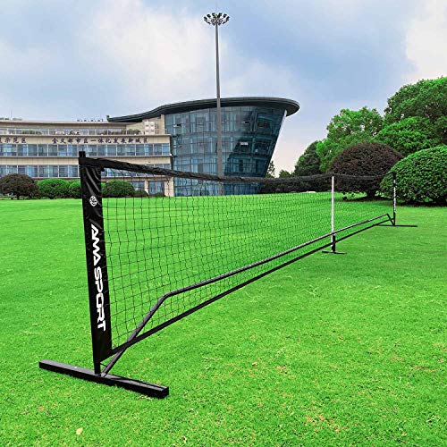 AMA SPORT Portable Pickleball Net System, Designed for All Weather Conditions with Steady Metal Frame and Strong PE Net, Regulation Size Net with Carrying Bag