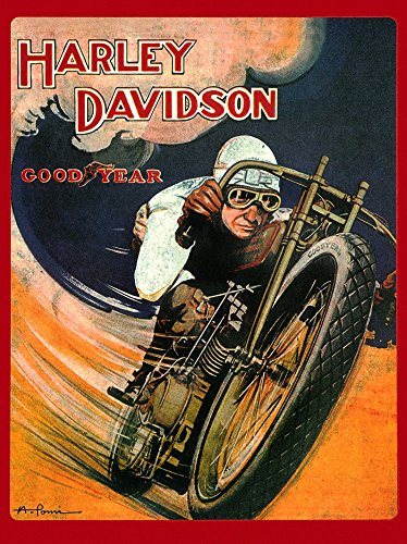 Digital Fusion Prints Harley Davidson Goodyear 1920's Motorcycle Poster Poster 18' x 24' (Unframed) Printed with 200 Year Lifespan Archival Inks