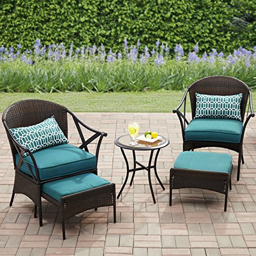 Mainstays 5-Piece Skylar Glen Outdoor Leisure Set, Blue, Seats 2