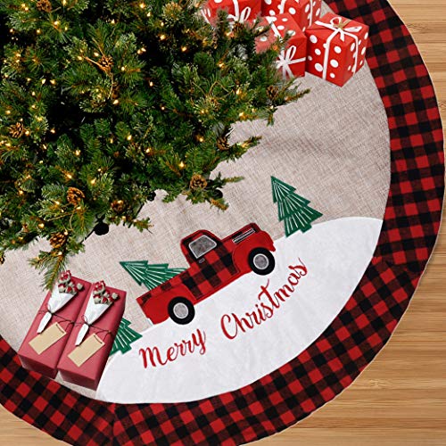 Juegoal Christmas 32 Inches Burlap Tree Skirt Soft Christmas Tree Mat for Xmas Party Decoration, Christmas Tree Holiday Décor