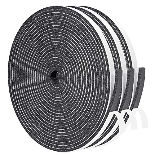 Foam Tape 3 Strips Total 50 Feet Long 1/4 Inch Wide X 1/8 Inch Thick, Weather Stripping for Doors and Window High Density Foam Seal Tape Sliding Door Weather Strip, 3 X 16.5 Ft Each