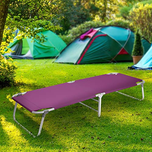 Magshion Portable Military Fold Up Camping Bed Cot + Free Storage Bag- 5 Colors (Purple)