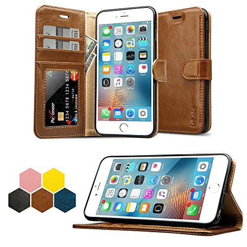 labato iPhone 6S Plus Case, iPhone 6S Plus Genuine Leather Wallet Folio Flip Case Cover Magnetic Stand Function with Card Slots/Cash Compartment for Apple iPhone 6/6S Plus 5.5' Brown lbt-I6U-05Z20