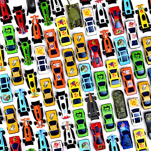 Prextex 100 Pc Die Cast Toy Cars Party Favors Easter Eggs Filler or Cake Toppers Stocking Stuffers Cars Toys For Kids