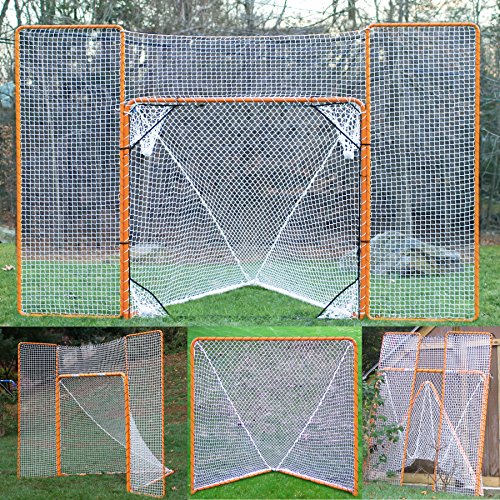 EZGoal Lacrosse Folding Goal with Backstop and Targets, Orange